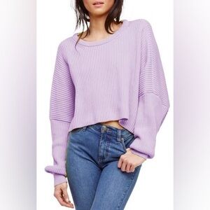 Free People Cropped Lavender Women's Sweater